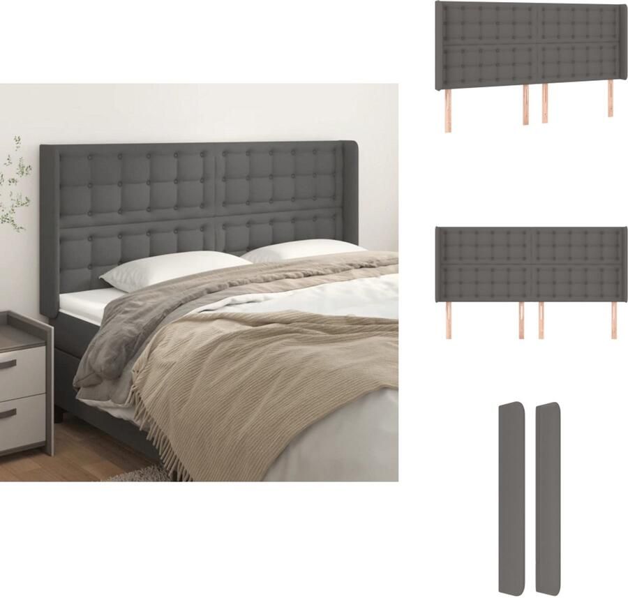 VidaXL Hoofdbord Hoofdborden Hoofdeinde Houten Hoofdbord met randen 203x16x118 128 cm kunstleer grijs