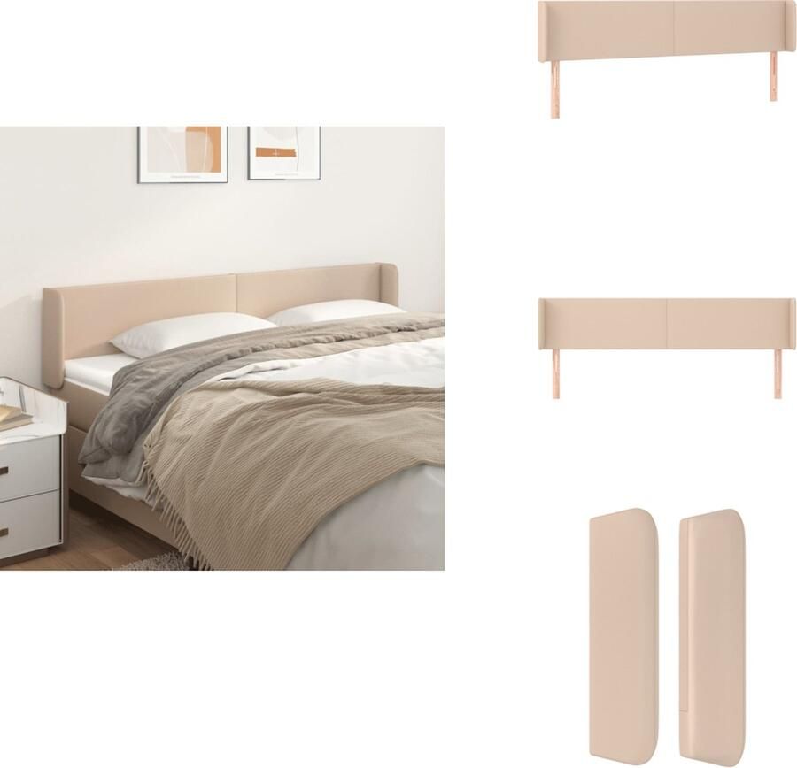 VidaXL Hoofdbord Hoofdborden Hoofdeinde Houten Hoofdbord met randen 203x16x78 88 cm kunstleer cappuccinokleur