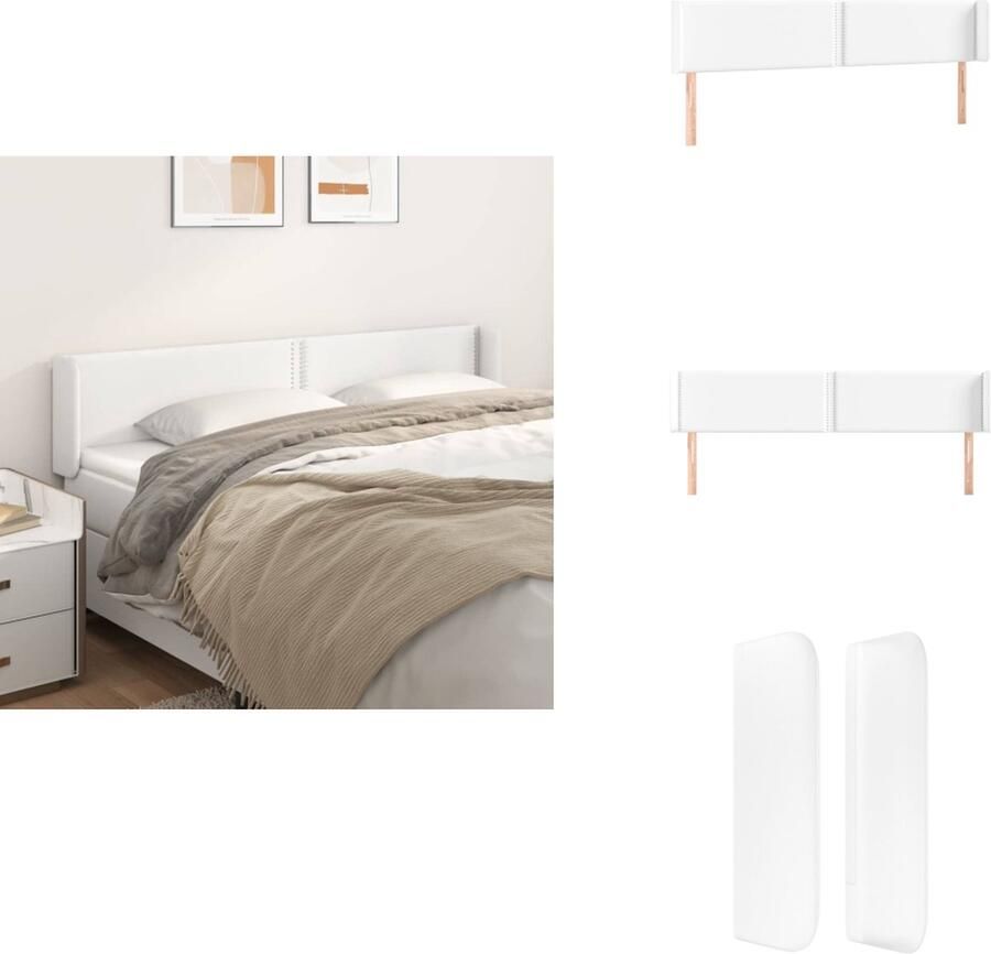 VidaXL Hoofdbord Hoofdborden Hoofdeinde Houten Hoofdbord met randen 203x16x78 88 cm kunstleer wit
