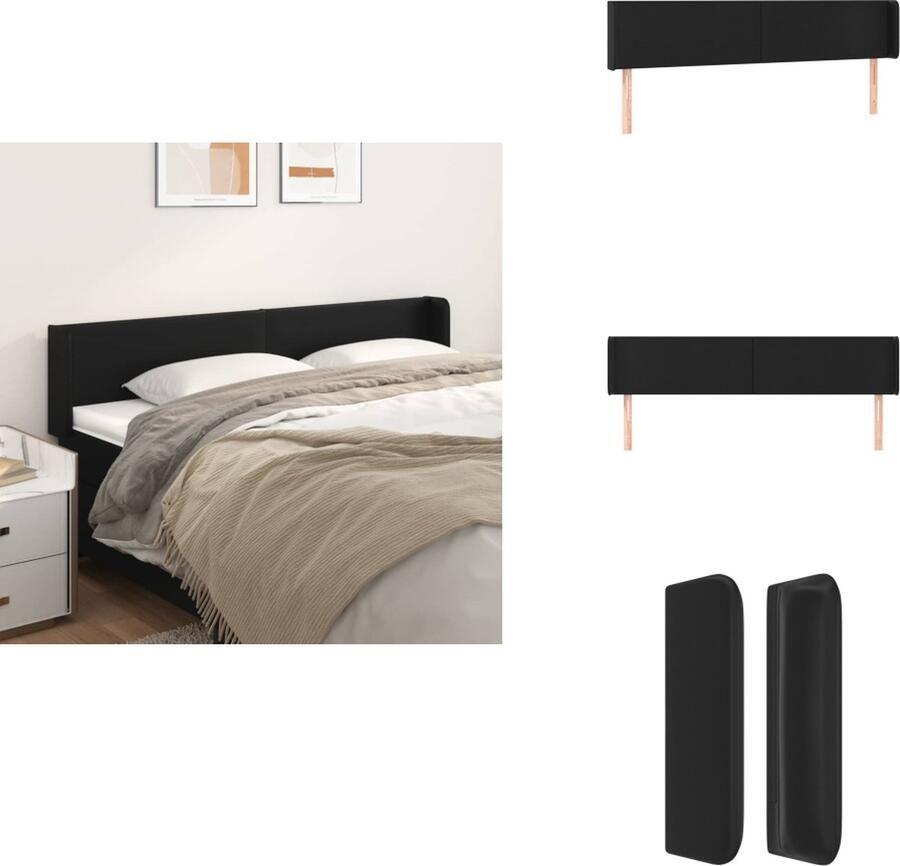 VidaXL Hoofdeind Bedombouw 203x16x78 88 cm Zwart Kunstleer Stabiele Poten Verstelbare Hoogte Bedonderdeel - Foto 2