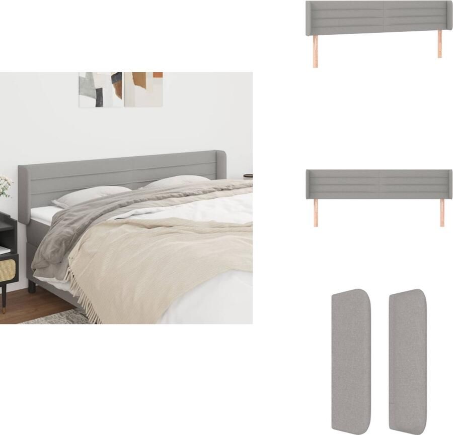 VidaXL Hoofdbord Bedaccessoires 203 x 16 x 78 88 cm Lichtgrijs Duurzaam materiaal Verstelbare hoogte Bedonderdeel