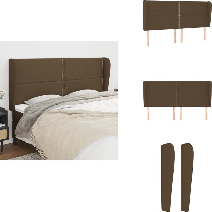 VidaXL Hoofdbord Hoofdborden Hoofdeinde Houten Hoofdbord met randen 203x23x118 128 cm stof donkerbruin