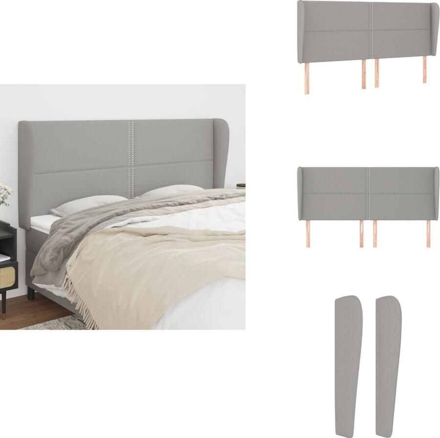 VidaXL Hoofdbord Lichtgrijs Verstelbare Hoogte Duurzaam Materiaal Stevige Houten Poten Comfortabele Ondersteuning Bedonderdeel