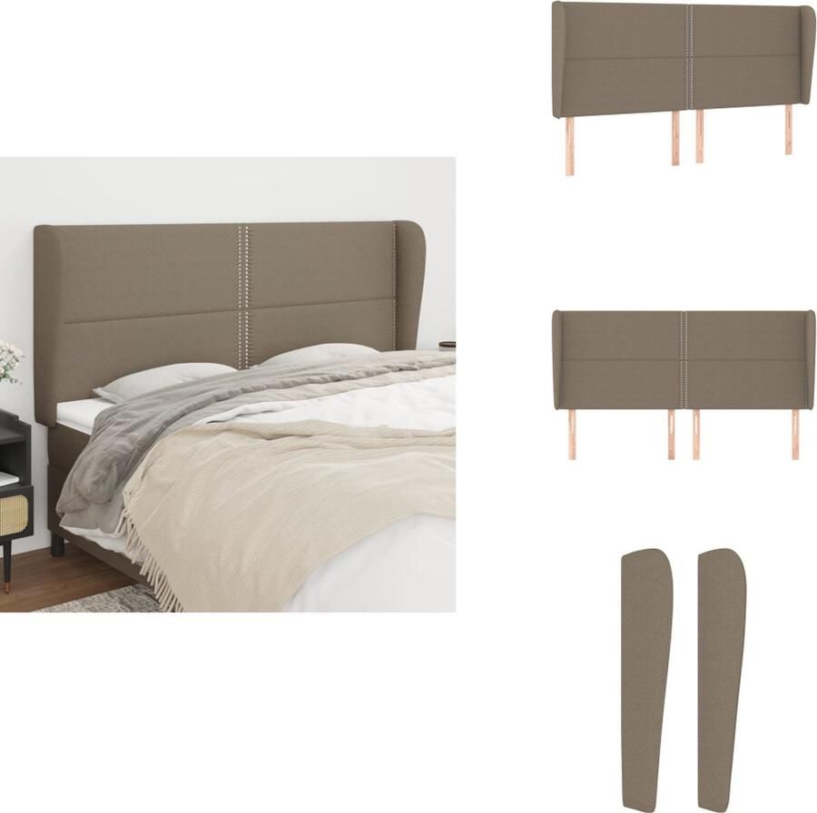 VidaXL Hoofdbord Hoofdborden Hoofdeinde Houten Hoofdbord met randen 203x23x118 128 cm stof taupe