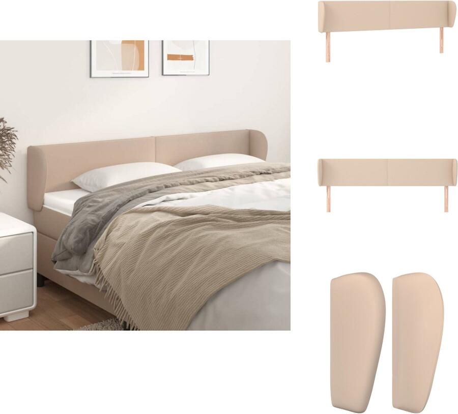 VidaXL Hoofdbord Hoofdborden Hoofdeinde Houten Hoofdbord met randen 203x23x78 88 cm kunstleer cappuccinokleur