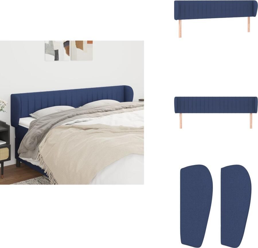 VidaXL Hoofdbord Blauw Stof 203 x 23 x 78 88 cm verstelbaar stevige poten comfortabele ondersteuning Bedonderdeel