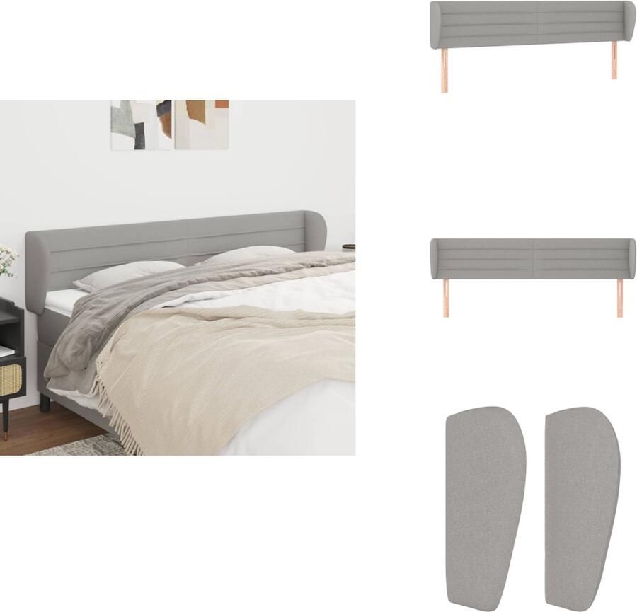 VidaXL Hoofdbord Lichtgrijs 203 x 23 x 78 88 cm Duurzaam materiaal Stevige houten poten Verstelbare hoogte Comfortabele ondersteuning Bedonderdeel
