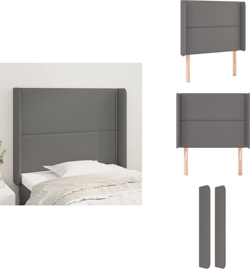 VidaXL Klassiek Hoofdbord Grijs Kunstleer 83x16x118 128 cm Duurzaam materiaal verstelbare hoogte Bedonderdeel