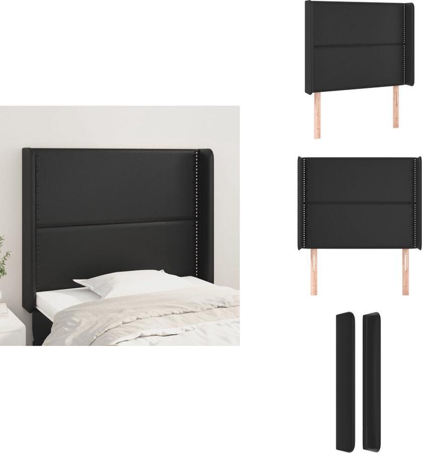 VidaXL Hoofdbord Hoofdborden Hoofdeinde Houten Hoofdbord met randen 83x16x118 128 cm kunstleer zwart