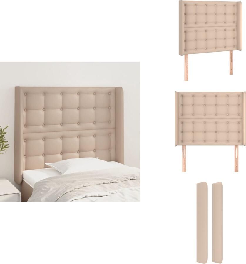 VidaXL Hoofdbord Hoofdborden Hoofdeinde Houten Hoofdbord met randen 83x16x118 128 cm kunstleer cappuccinokleur