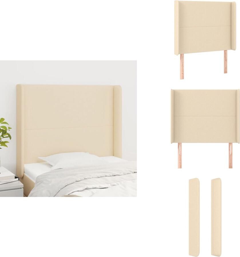 VidaXL Hoofdbord Hoofdeind en Rand 83x16x118 128 cm Duurzaam materiaal Verstelbare hoogte Comfortabele ondersteuning Crème kleur Bedonderdeel