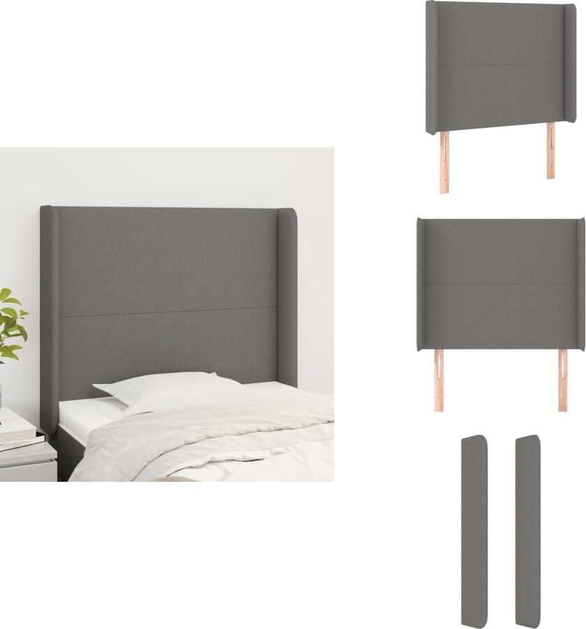 VidaXL Hoofdbord Hoofdborden Hoofdeinde Houten Hoofdbord met randen 83x16x118 128 cm stof donkergrijs