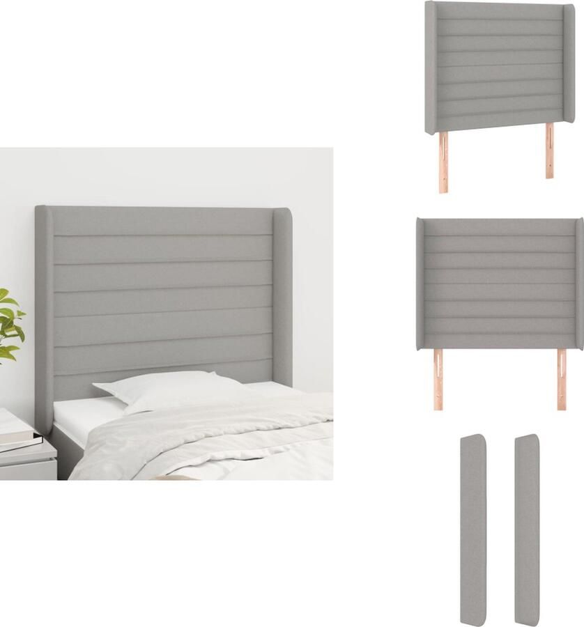 VidaXL Hoofdbord Hoofdborden Hoofdeinde Houten Hoofdbord met randen 83x16x118 128 cm stof lichtgrijs - Foto 2