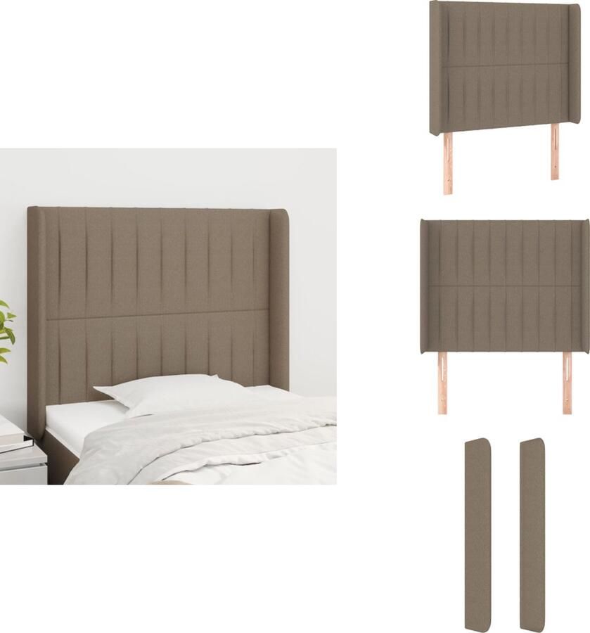 VidaXL Hoofdbord Hoofdborden Hoofdeinde Houten Hoofdbord met randen 83x16x118 128 cm stof taupe - Foto 2
