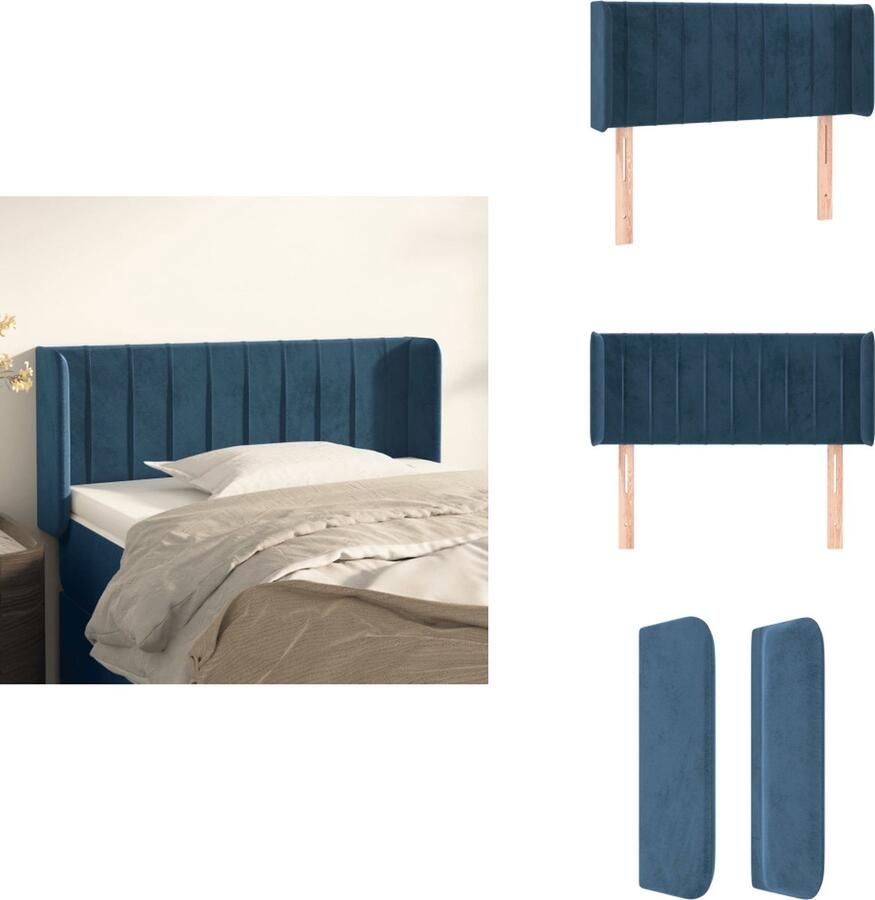 VidaXL Klassieke hoofdbord Zacht fluweel Stevige en stabiele poten Verstelbare hoogte Comfortabele ondersteuning Kleur- donkerblauw 83 x 16 x 78 88 cm Bedonderdeel - Foto 1