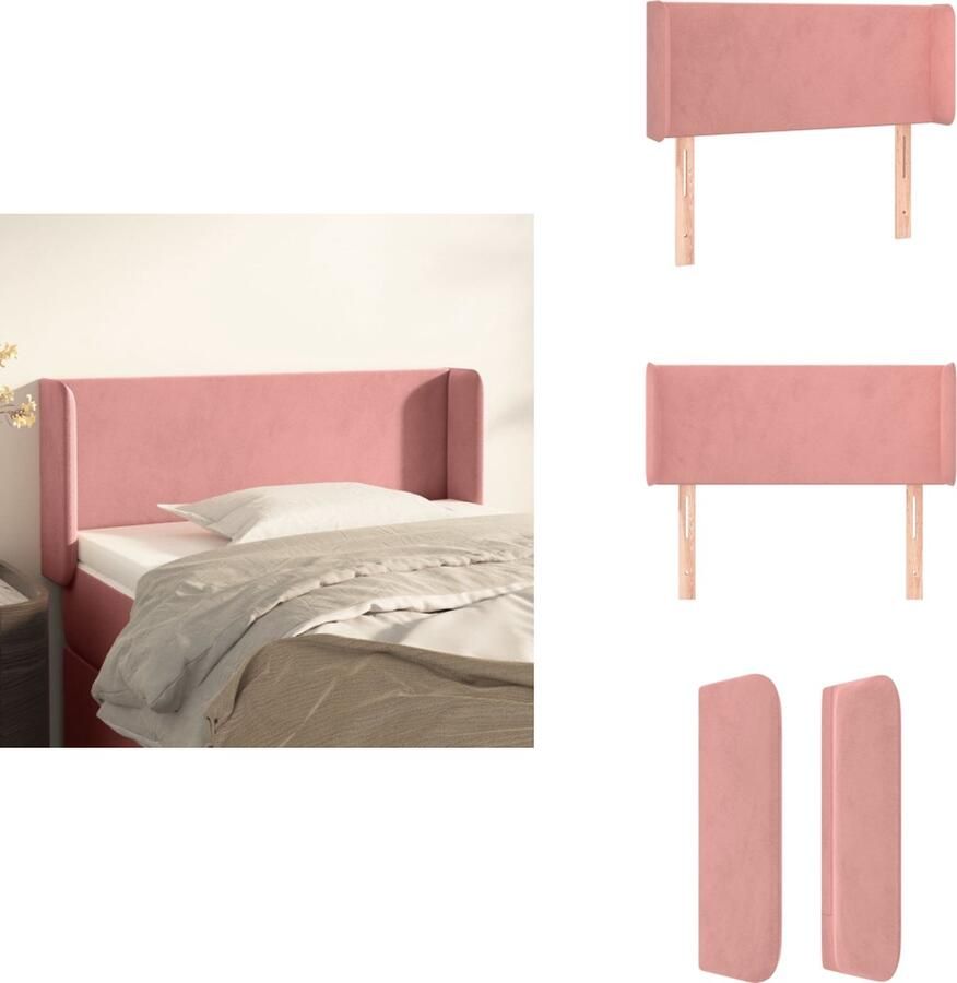 VidaXL Klassiek Hoofdbord Roze Fluweel Verstelbare Hoogte Stevige Poten Comfortabele Ondersteuning 83 x 16 x 78 88 cm Bedonderdeel