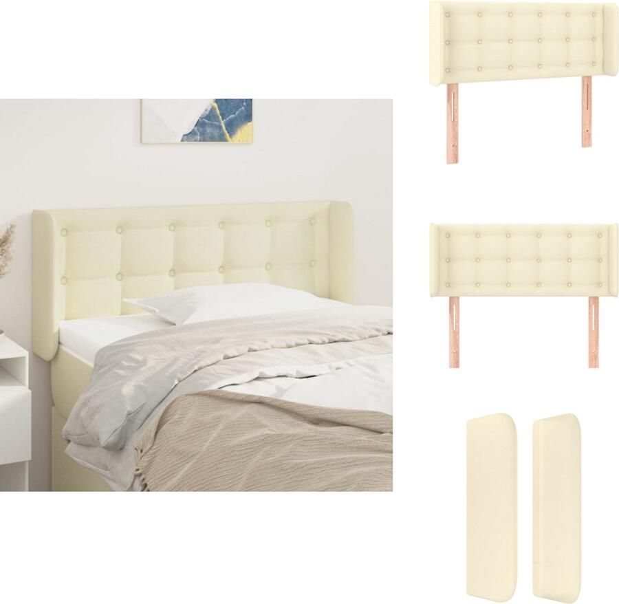 VidaXL Hoofdbord Hoofdborden Hoofdeinde Houten Hoofdbord met randen 83x16x78 88 cm kunstleer crèmekleurig