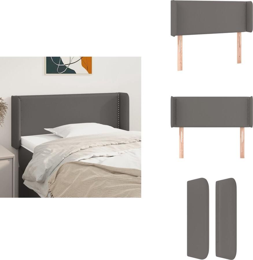 VidaXL Hoofdbord Hoofdborden Hoofdeinde Houten Hoofdbord met randen 83x16x78 88 cm kunstleer grijs