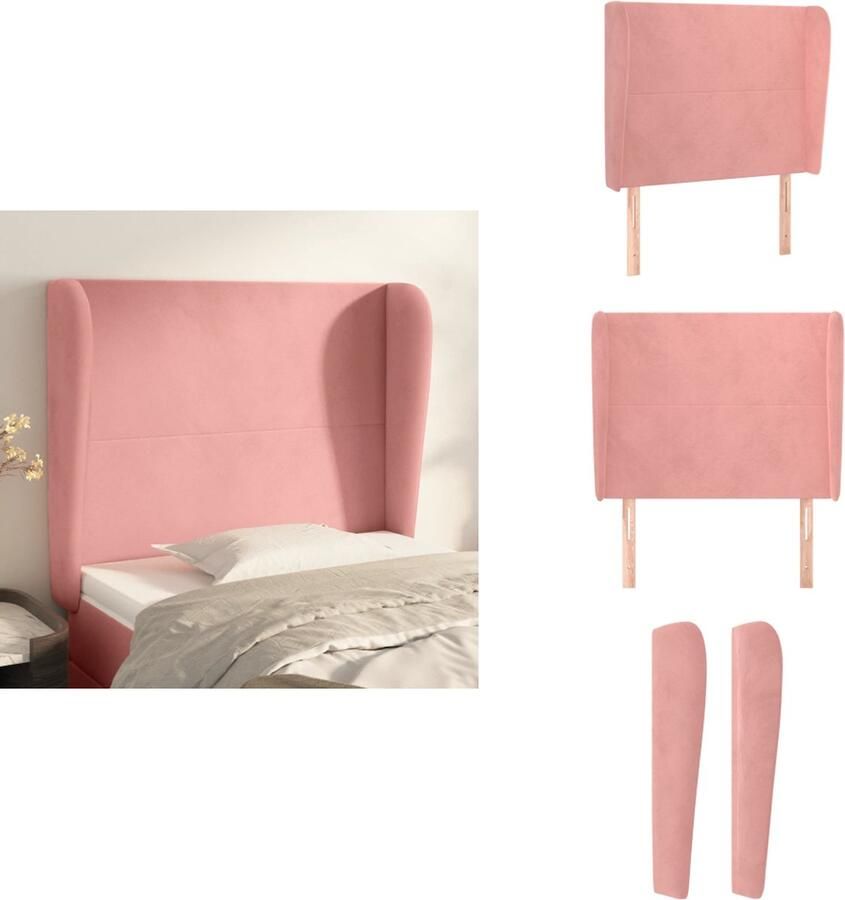 The Living Store Hoofdbord met randen 83x23x118 128 cm fluweel roze Hoofd Bord Hoofdkussen Beddecoratie Slaapkamers Luxe Bedding - Foto 2