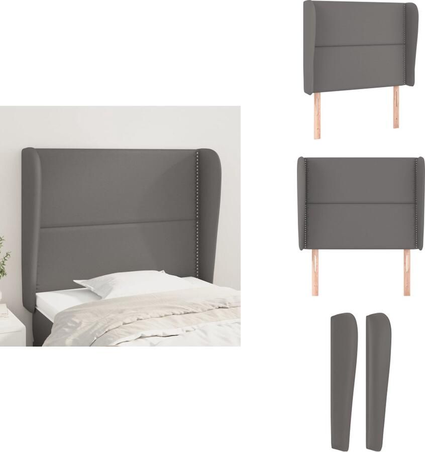 VidaXL Hoofdbord Hoofdeind voor Bedombouw in Grijs Kunstleer 103 x 23 x 118 128 cm Stabiele Poten Verstelbare Hoogte Bedonderdeel - Foto 2