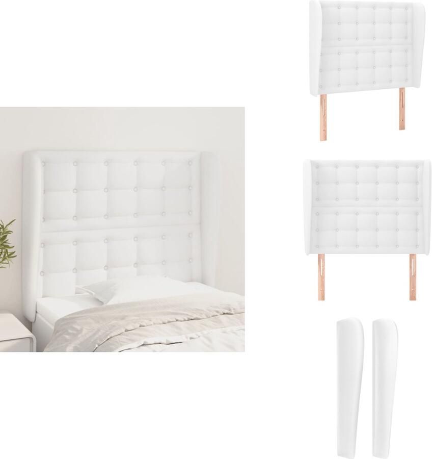 VidaXL Hoofdbord Hoofdborden Hoofdeinde Houten Hoofdbord met randen 83x23x118 128 cm kunstleer wit