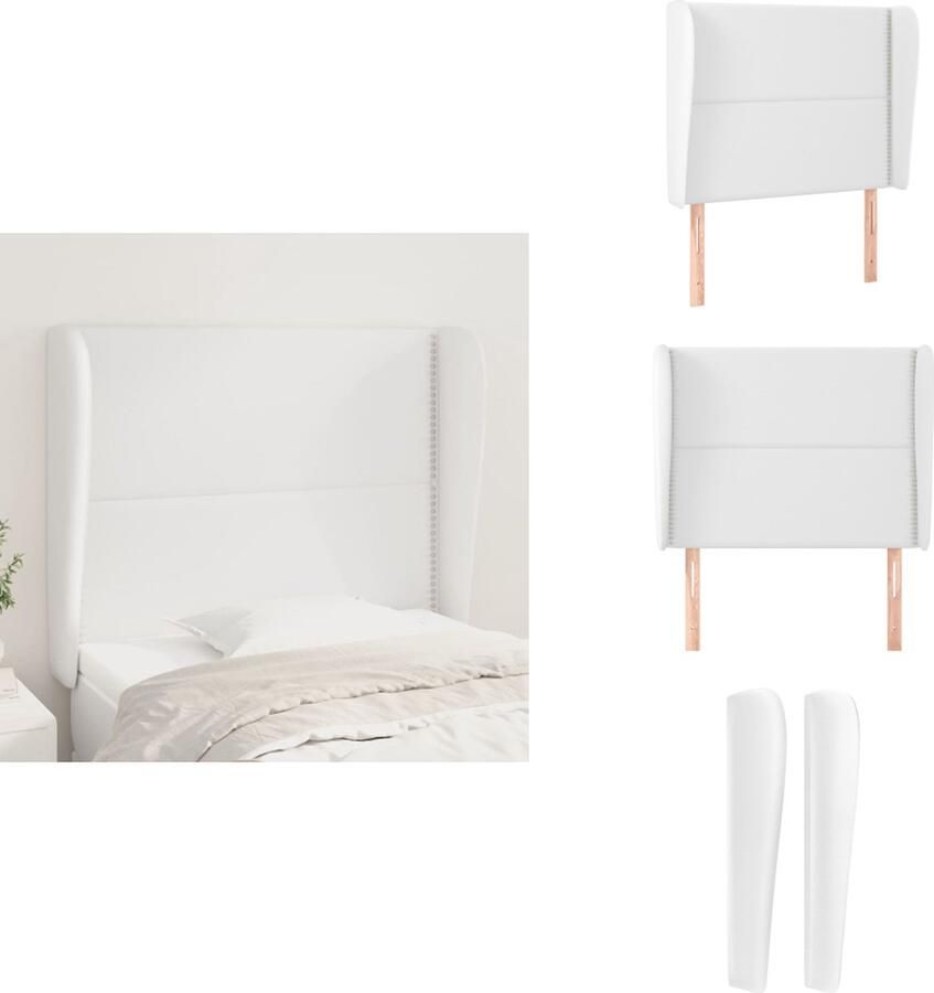 VidaXL Hoofdbord Hoofdborden Hoofdeinde Houten Hoofdbord met randen 83x23x118 128 cm kunstleer wit - Foto 1