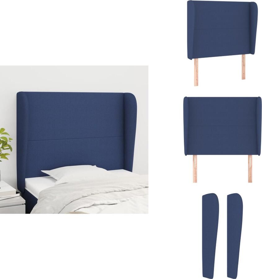 VidaXL klassiek hoofdbord blauw stof verstelbare hoogte stevige poten comfortabele ondersteuning Bedonderdeel - Foto 2