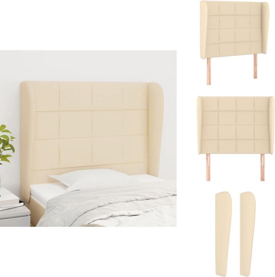 VidaXL Hoofdbord Klassiek Bedaccessoires Afmeting- 83x23x118 128 cm Kleur- Crème Materiaal- Polyester hout larikshout Ken- Verstelbare hoogte Bedonderdeel