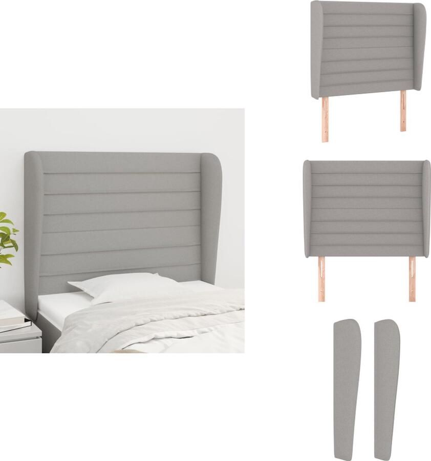 VidaXL Hoofdbord Hoofdborden Hoofdeinde Houten Hoofdbord met randen 103x23x118 128 cm stof lichtgrijs