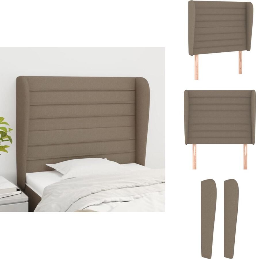VidaXL Hoofdbord Hoofdborden Hoofdeinde Houten Hoofdbord met randen 83x23x118 128 cm stof taupe