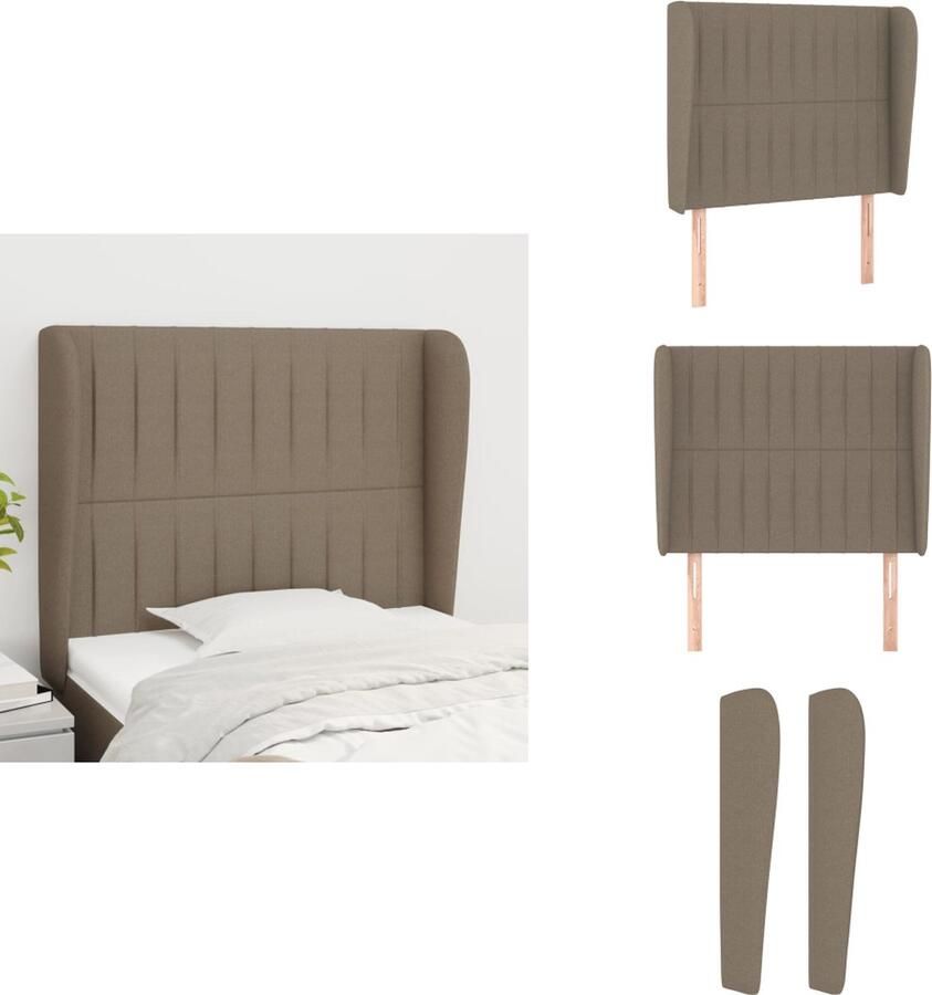 VidaXL Hoofdbord Hoofdborden Hoofdeinde Houten Hoofdbord met randen 83x23x118 128 cm stof taupe
