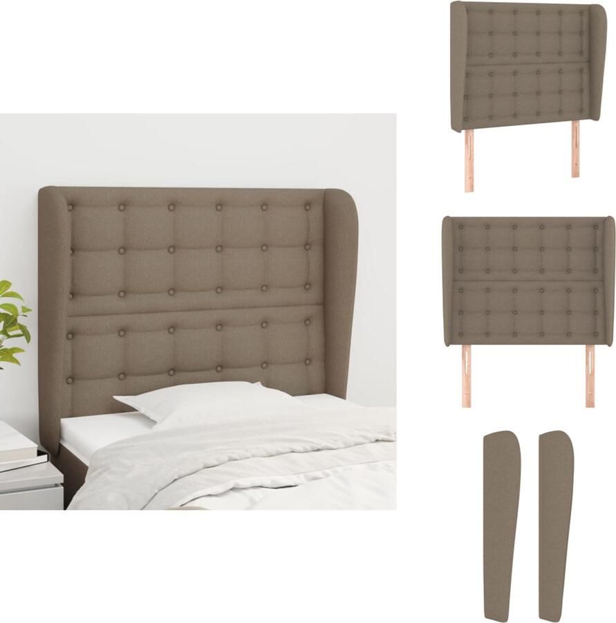 VidaXL Hoofdbord Hoofdborden Hoofdeinde Houten Hoofdbord met randen 83x23x118 128 cm stof taupe
