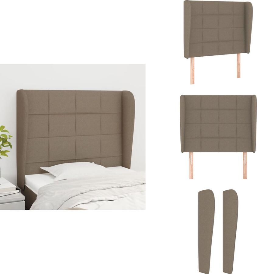 VidaXL Hoofdbord Hoofdborden Hoofdeinde Houten Hoofdbord met randen 83x23x118 128 cm stof taupe