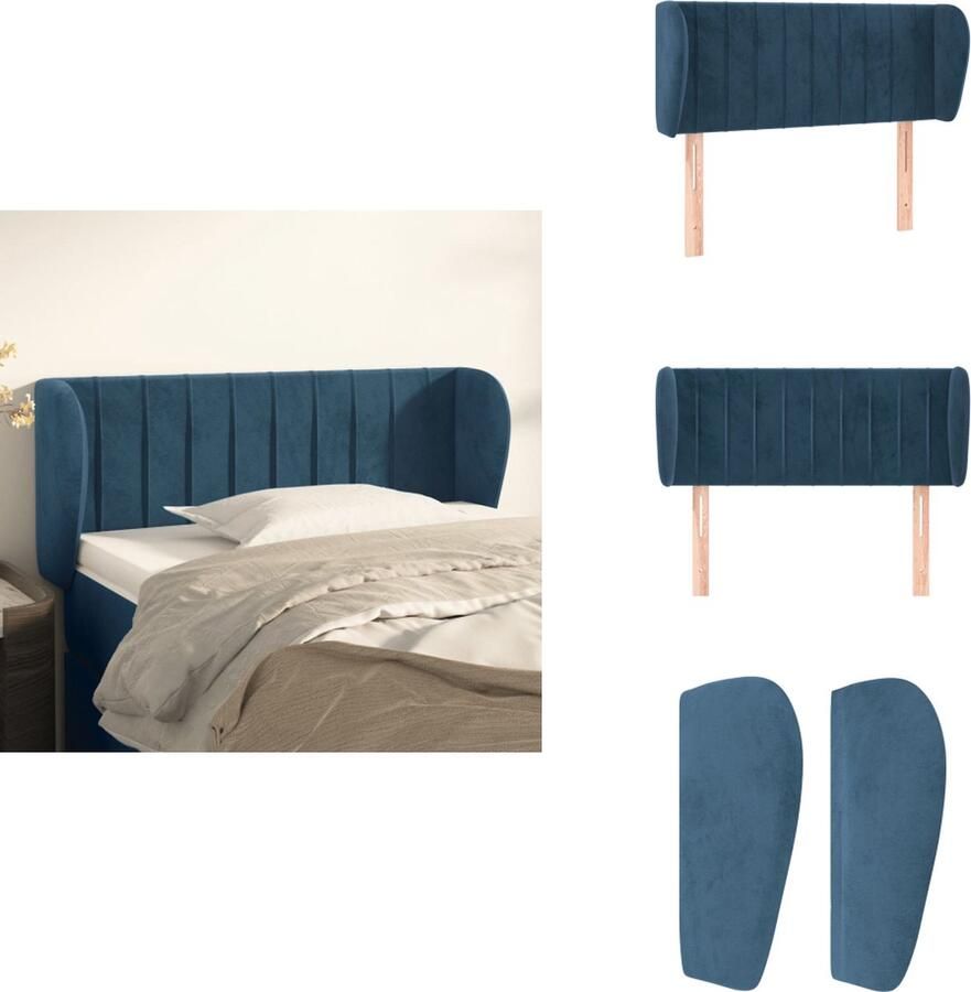 VidaXL Klassiek Hoofdbord Fluweel Stevige Poten Verstelbare Hoogte Comfortabele Ondersteuning Donkerblauw Bedonderdeel