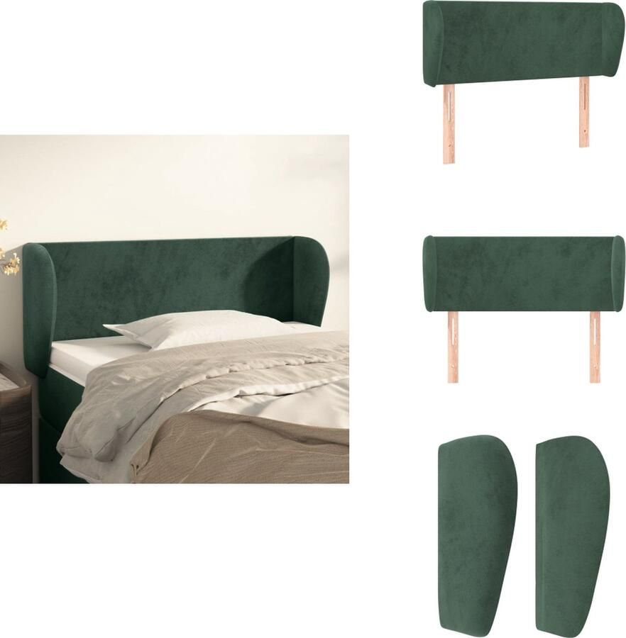 VidaXL Klassiek Hoofdbord Zacht fluweel Stevige en stabiele poten Verstelbare hoogte Comfortabele ondersteuning Kleur- donkergroen Afmetingen- 83 x 23 x 78 88 cm Bedonderdeel