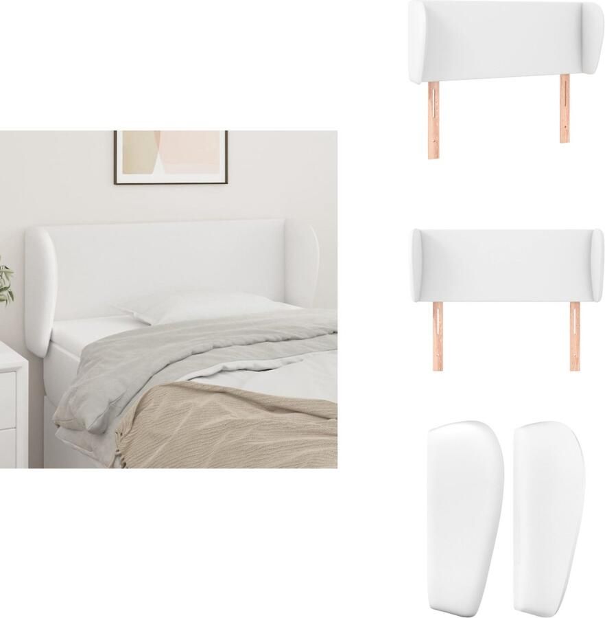 VidaXL Hoofdbord Hoofdborden Hoofdeinde Houten Hoofdbord met randen 83x23x78 88 cm kunstleer wit