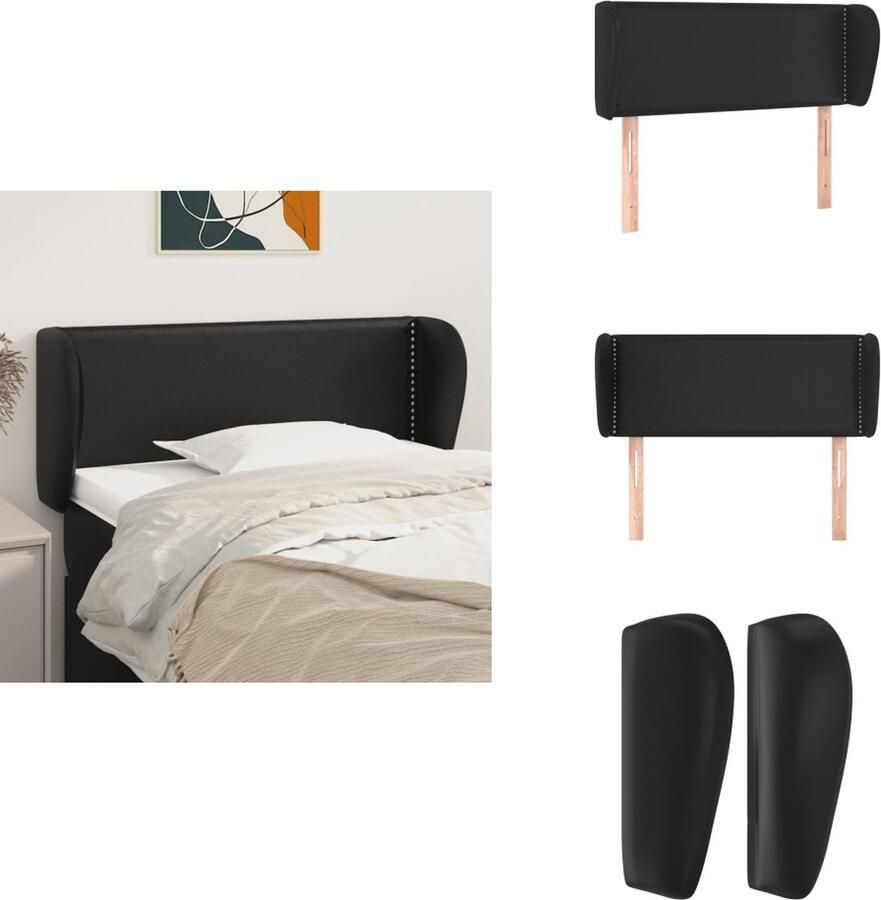 VidaXL Hoofdbord Hoofdborden Hoofdeinde Houten Hoofdbord met randen 103x23x78 88 cm kunstleer zwart