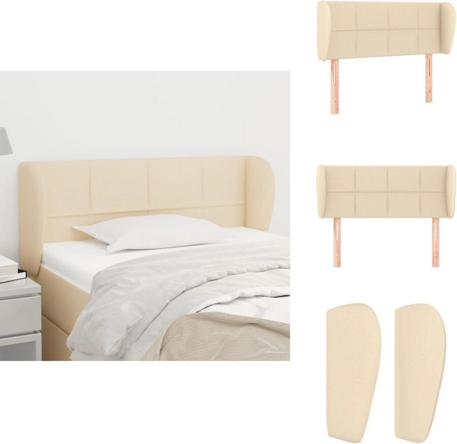 VidaXL Hoofdbord Hoofdborden Hoofdeinde Houten Hoofdbord met randen 83x23x78 88 cm stof crèmekleurig