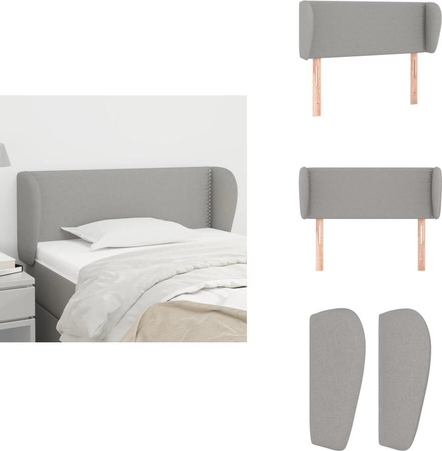 The Living Store Hoofdbord Hoofdeind en rand 83 x 23 x 78 88 cm LichtgrijsOping- Bedframe en matras niet inbegrepen Montagehandleiding inbegrepen Hoofd Bord Hoofdkussen Beddecoratie Slaapkamers Meubels - Foto 1