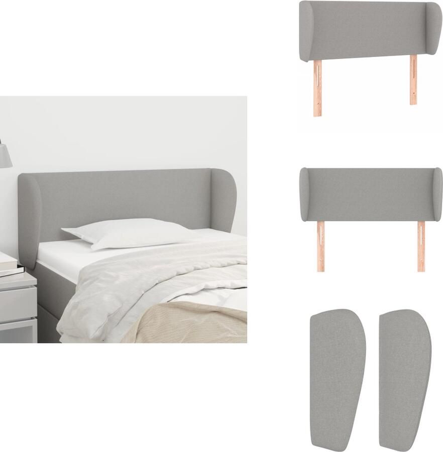 VidaXL Hoofdbord Hoofdborden Hoofdeinde Houten Hoofdbord met randen 83x23x78 88 cm stof lichtgrijs
