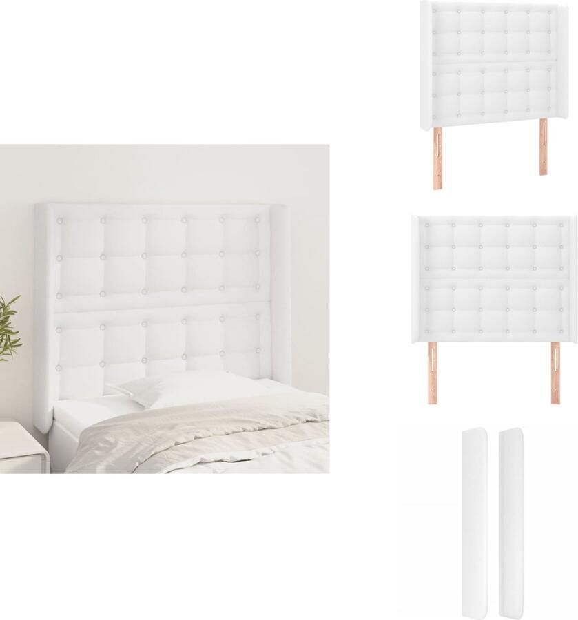 VidaXL Hoofdbord Bed Kunstleer Verstelbare Hoogte Stevige Poten Comfortabele Ondersteuning Wit 93x16x118 128 cm Bedonderdeel - Foto 2