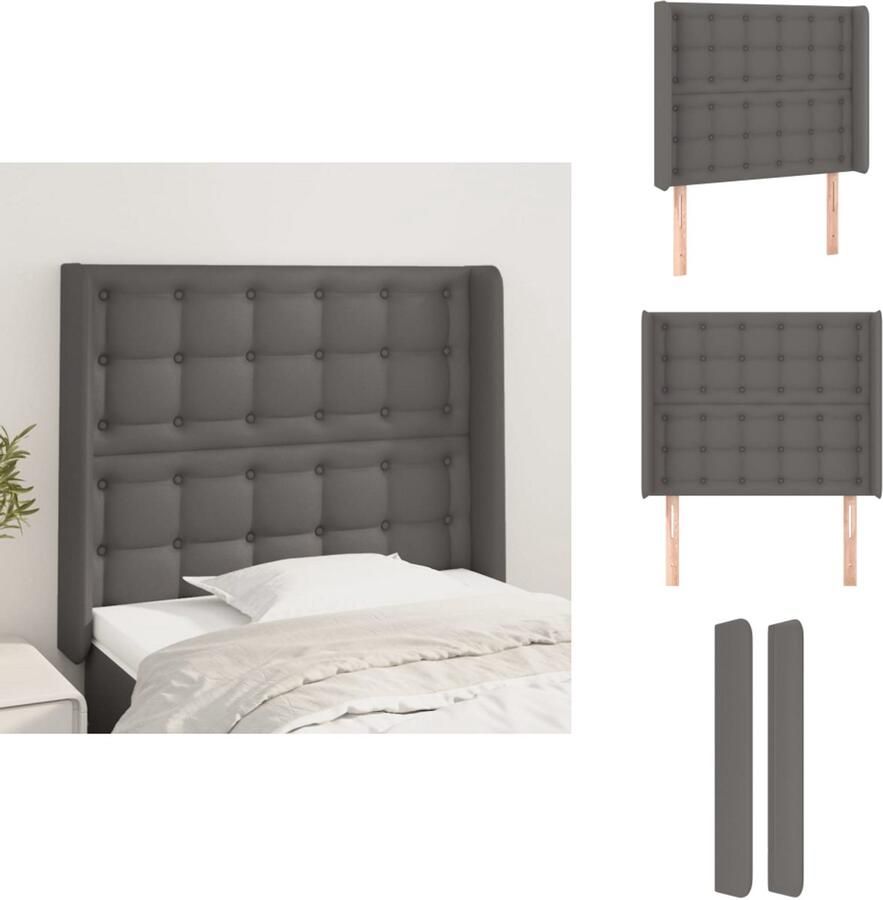 VidaXL Hoofdbord Hoofdborden Hoofdeinde Houten Hoofdbord met randen 93x16x118 128 cm kunstleer grijs