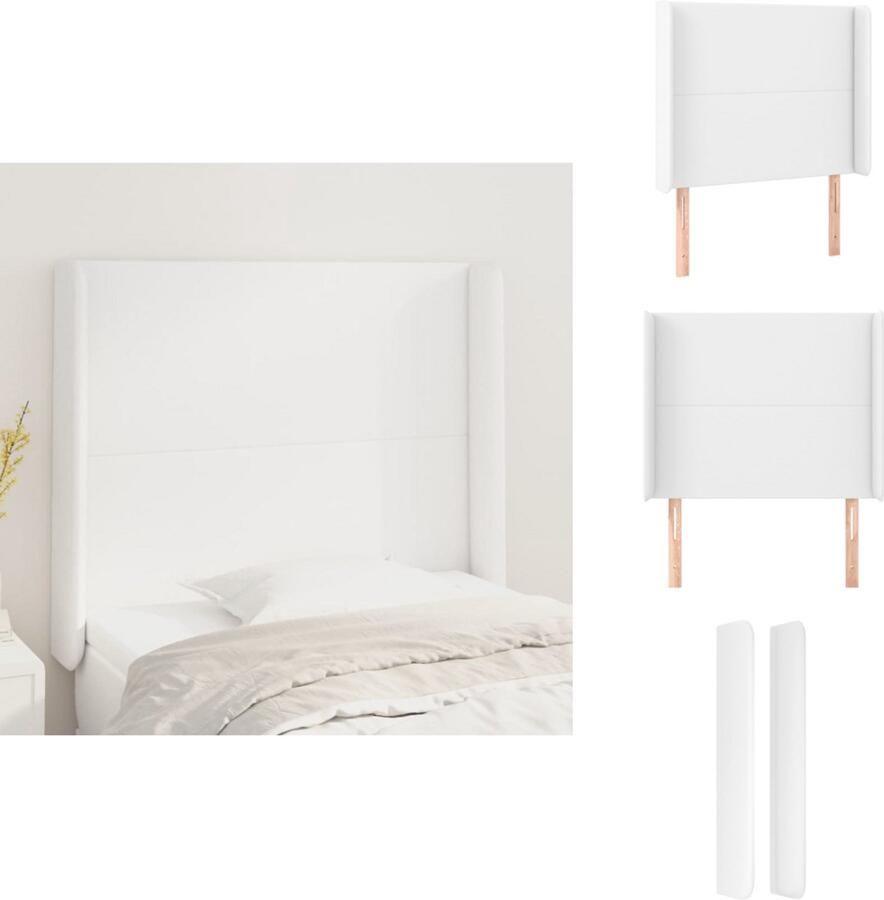 VidaXL Hoofdbord Bed Kunstleer Verstelbare Hoogte Stevige Poten Comfortabele Ondersteuning Wit 93x16x118 128 cm Bedonderdeel