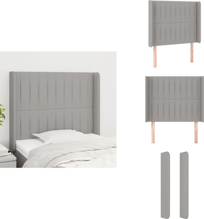 VidaXL Hoofdeind Bedombouw 93x16x118 128 cm Lichtgrijs Polyester stof Houten poten Verstelbare hoogte Bedonderdeel - Foto 2