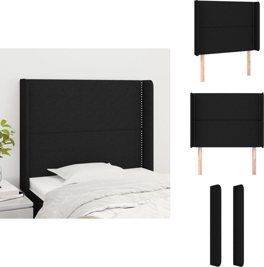 VidaXL Hoofdbord Hoofdborden Hoofdeinde Houten Hoofdbord met randen 93x16x118 128 cm stof zwart
