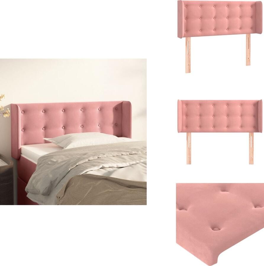 VidaXL Klassiek Hoofdbord Roze Fluweel Verstelbare Hoogte Comfortabele Ondersteuning Bedonderdeel