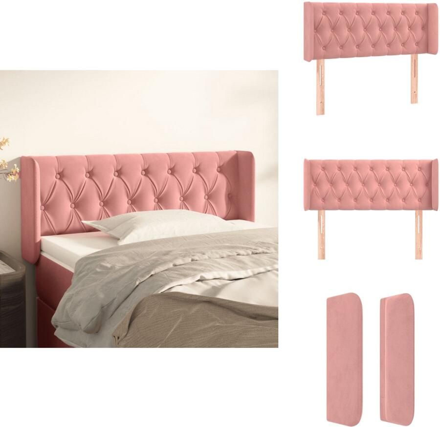 VidaXL Klassiek Hoofdbord Roze Fluweel Verstelbare Hoogte Comfortabele Ondersteuning Bedonderdeel - Foto 2