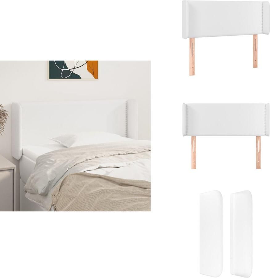 VidaXL Hoofdbord Hoofdborden Hoofdeinde Houten Hoofdbord met randen 93x16x78 88 cm kunstleer wit - Foto 2