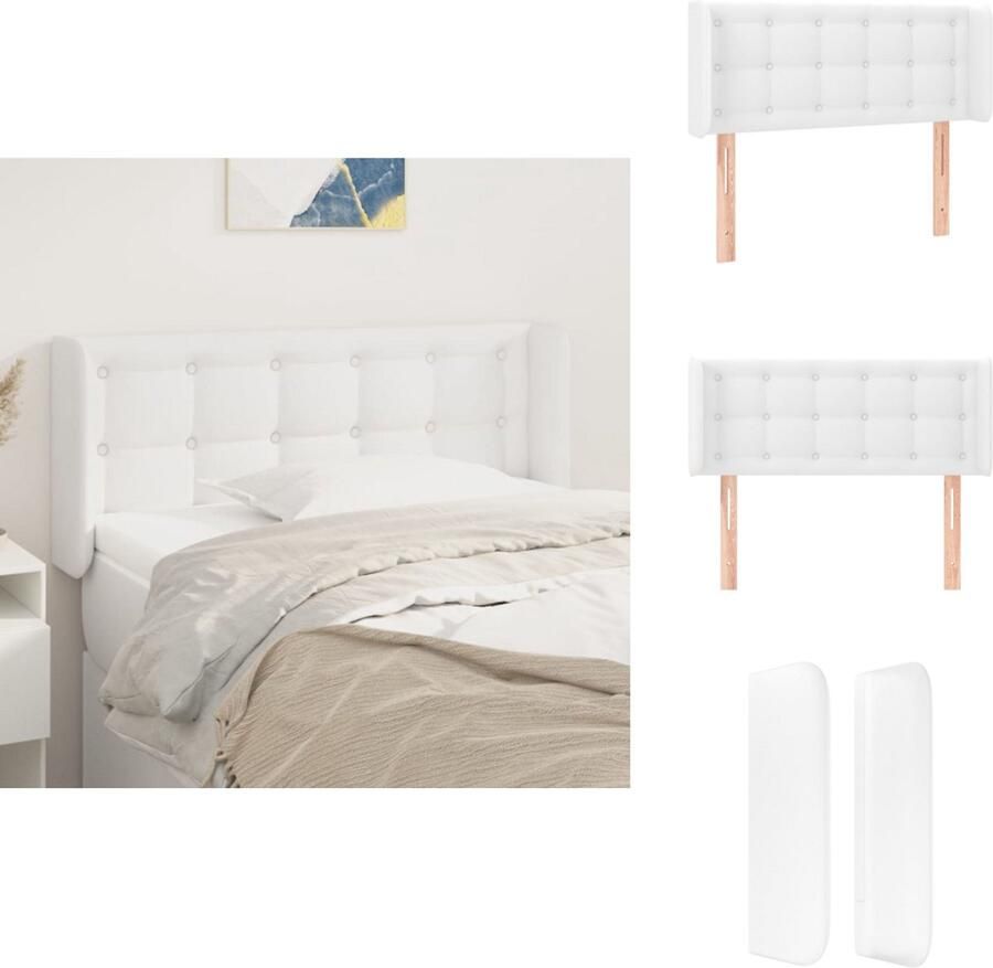 VidaXL Hoofdbord Hoofdborden Hoofdeinde Houten Hoofdbord met randen 93x16x78 88 cm kunstleer wit