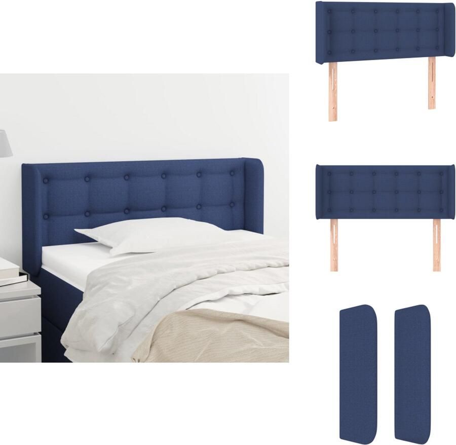 VidaXL Hoofdeind Bedombouw 93 x 16 x 78 88 cm Blauw Duurzaam stof Houten poten Verstelbare hoogte Bedonderdeel